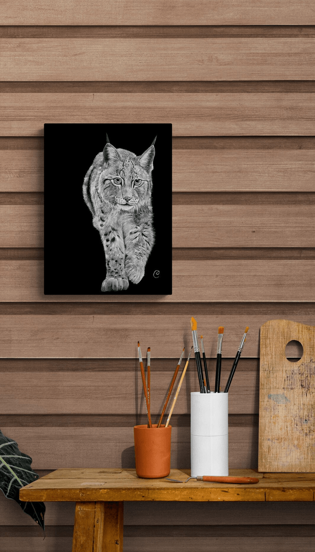 Reproduction Aquarelle Lynx des Balkans sur Alu - Tirage limité, numéroté et signé  - 30x40 cm