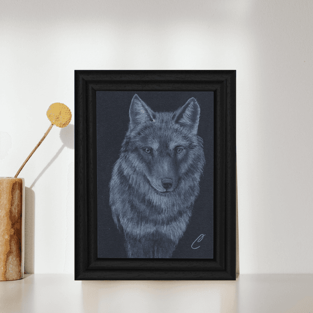 🐺 Aquarelle &quot;Loup&quot; – Portrait Original Encadré